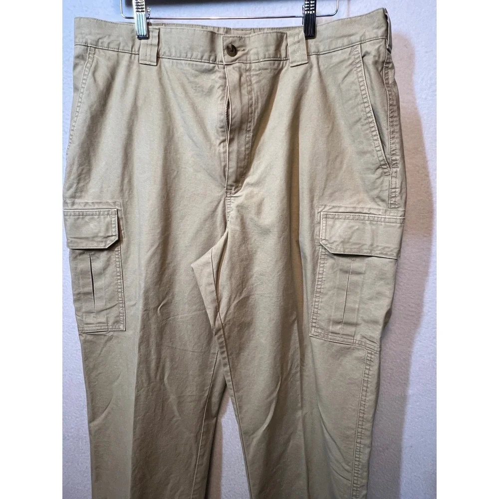 LL Bean Mens Cargo Pants Natural Fit 36x30 Khaki Tan Cotton Utility Trousers